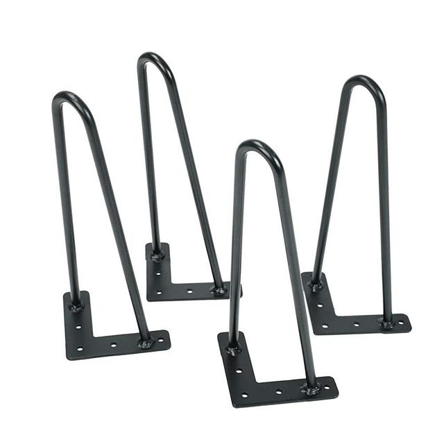 BLACKHORSE-RACING 12inch Hairpin Table Legs (Set of 4) with Heavy Duty Metal and Industrial Design DIY Project for Coffee Tables, End Table Workstation, Night Stands, Two-Rod