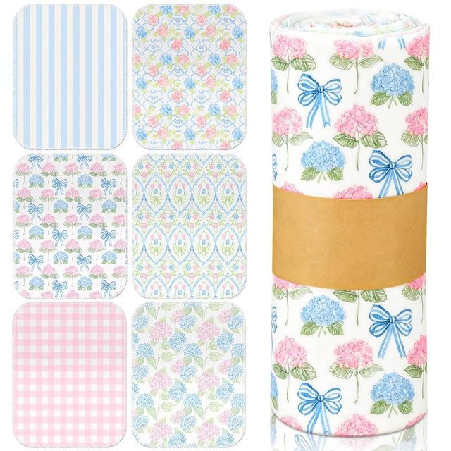 Noveread Reusable Cleaning Cloths Washable Cotton Kitchen Dish Towels for Home Party Supplies Bulk, 9.84x11.81in (36 Pack,Pastel Hydrangea)