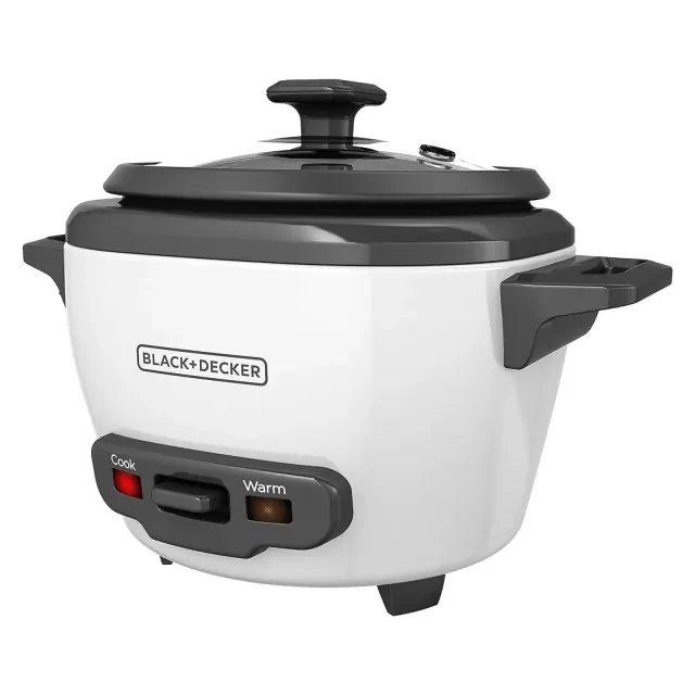 BLACK+DECKER 3-Cup Rice Cooker, RC503, 1.5-cup Uncooked Rice, Steaming Basket, Removable Non-Stick Bowl, One Touch