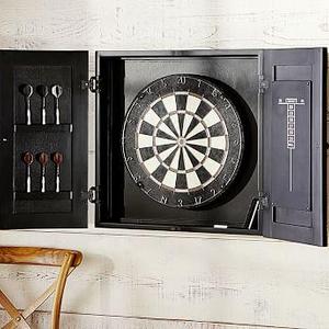 Dartboard Wood Cabinet Game Set - Mahogany