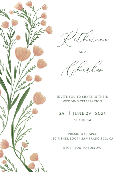 Pemberton Portrait | Peach Blush | Zola Wedding Invitations