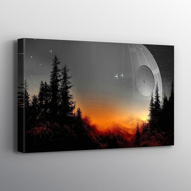 Star Wars Death Star Canvas Print Wall Art. Printed Smooth Surface Home Decor - Various Sizes (18in x 12in Gallery Wrapped)