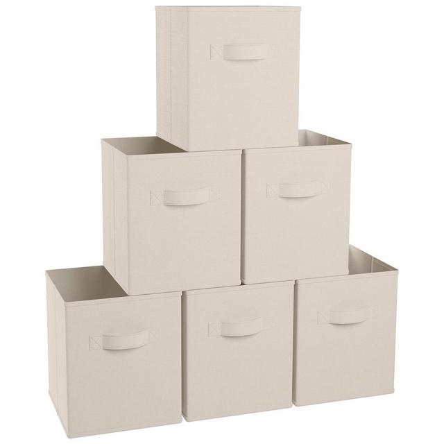 Foldable Storage Cube Bin with Dual Handles- Set of 6