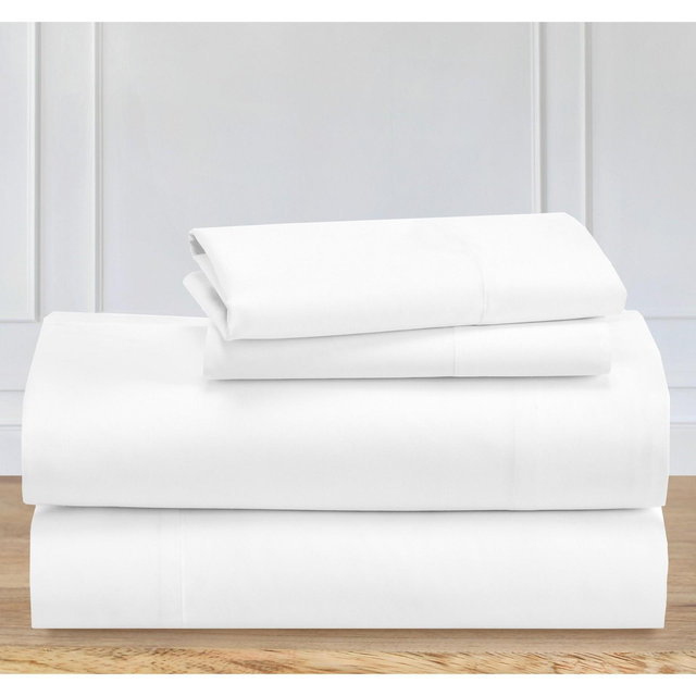 Luxury 1000 Thread Count Bed Sheets Set - 100% Cotton Sateen - Soft, Thick & Deep Pocket by California Design Den - Bright White, Queen