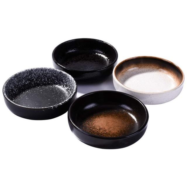 Japanese Retro Soy Sauce Dishes 4 Pieces, Side Dish set for Salad Dressing, Jam
