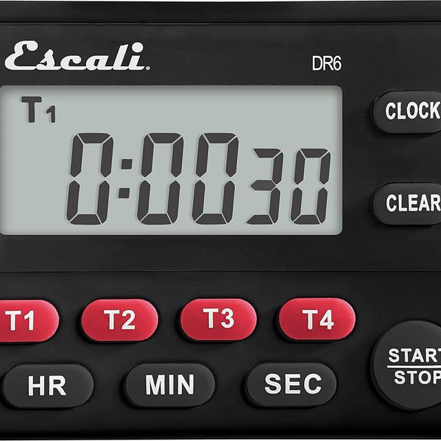 San Jamar Four Event Digital Timer, LCD Display, Black