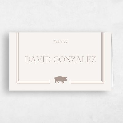 Light Oatmeal, Beige Wedding Place Card - Teagan Pork