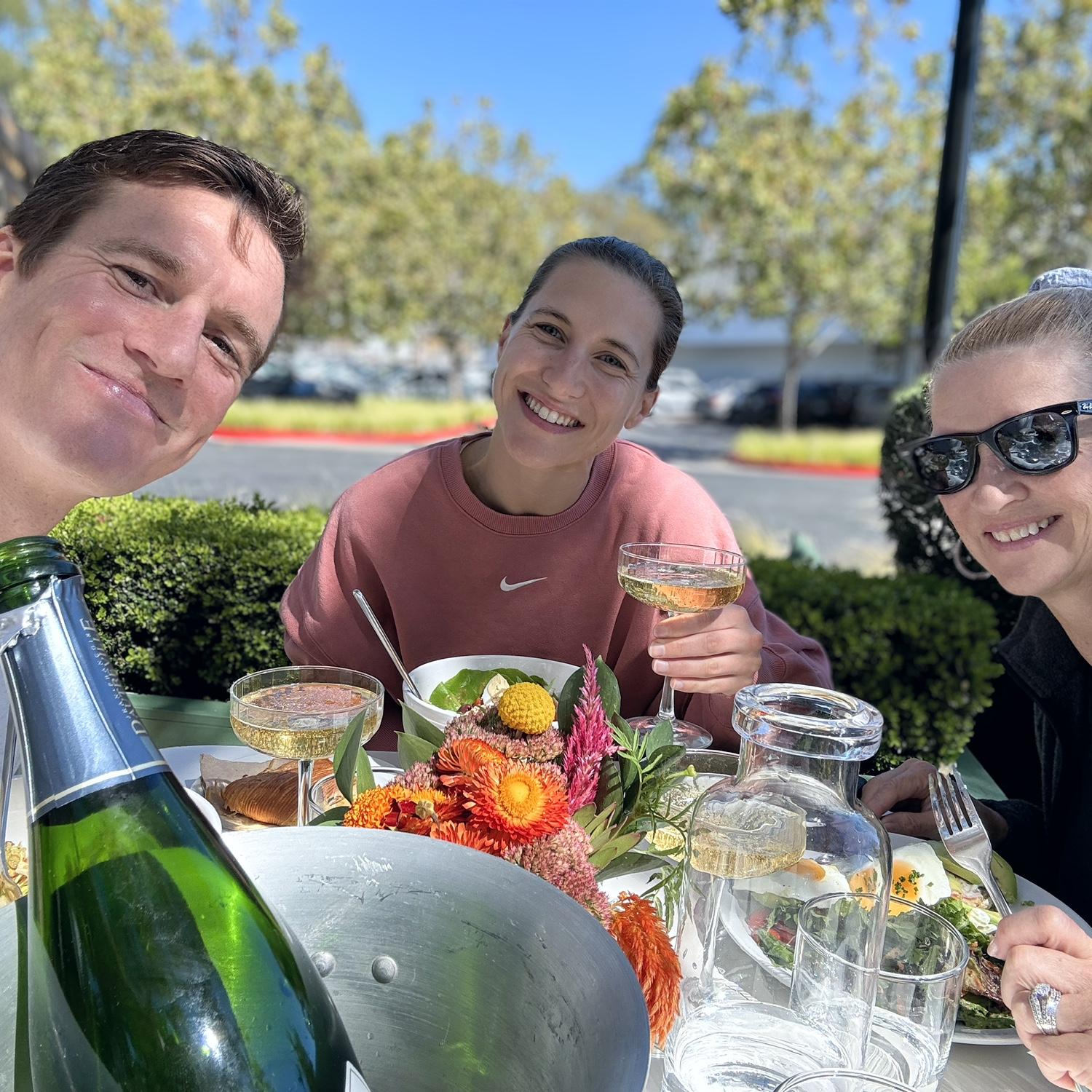 Ben, Kels, and Judith celebrate Sunday in Larkspur