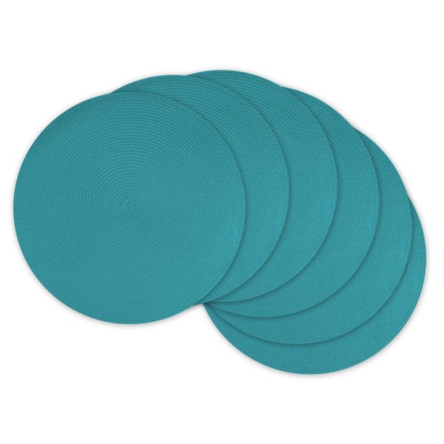 Design Imports Round Woven Placemats in Blue (Set of 6)