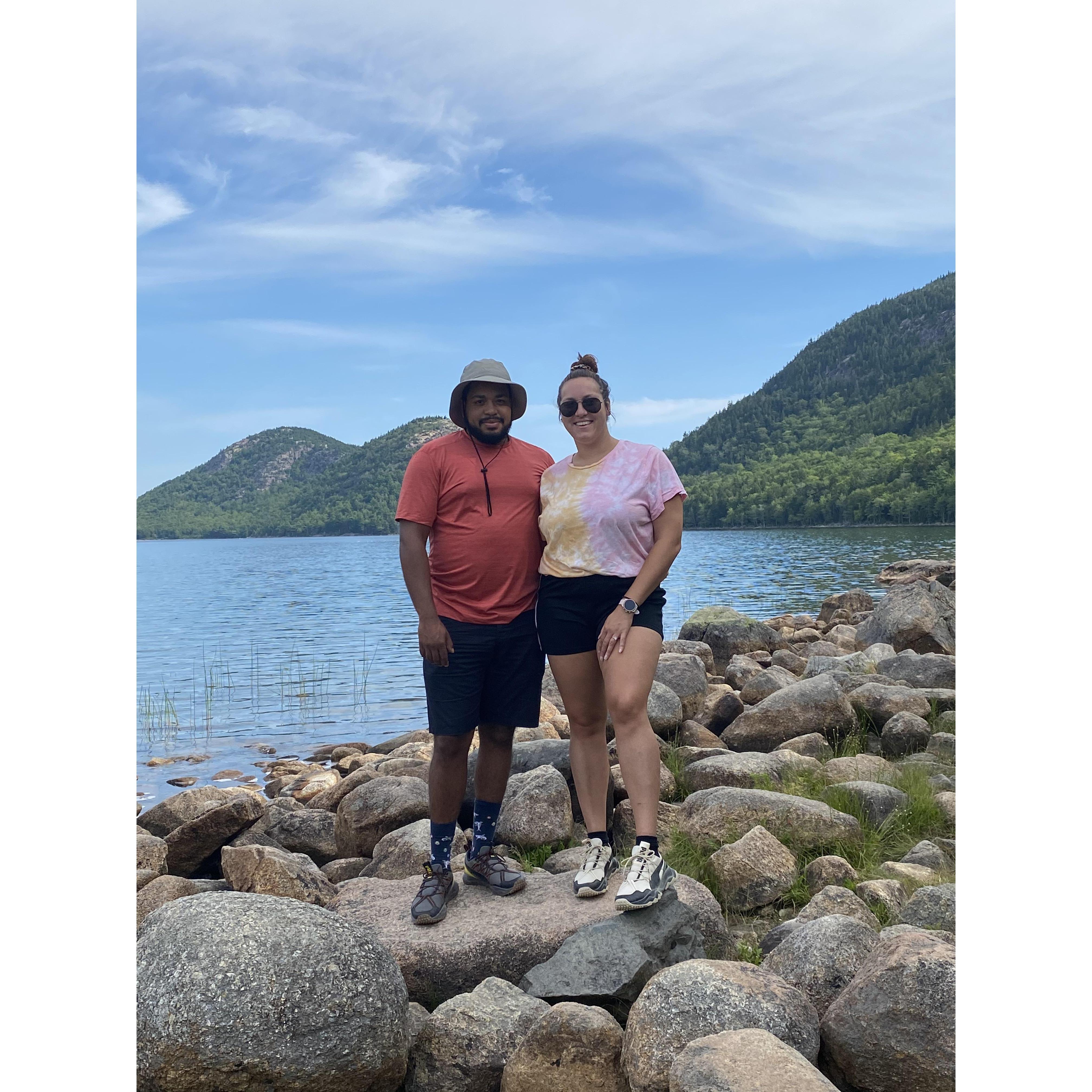 We love traveling together. This was taken at Acadia National Park in Maine.