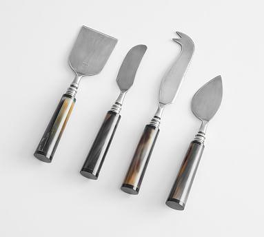 Horn Cheese Knives, Set of 4