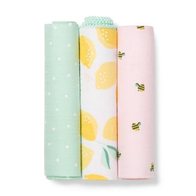 Muslin Swaddle Blanket Honeybee 3pk - Cloud Island™ Pink/Yellow