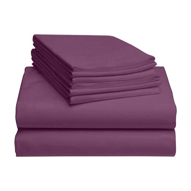 LuxClub 6 PC Sheet Set Bamboo Sheets Deep Pockets 18" Eco Friendly Wrinkle Free Sheets Hypoallergenic Anti-Bacteria Machine Washable Hotel Bedding Silky Soft - Eggplant Queen