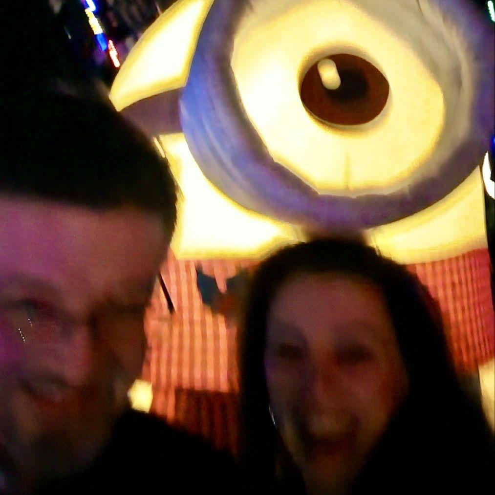 Sneaking in a neighbor's yard in the landings, to take a selfie with their massive blow-up minion.