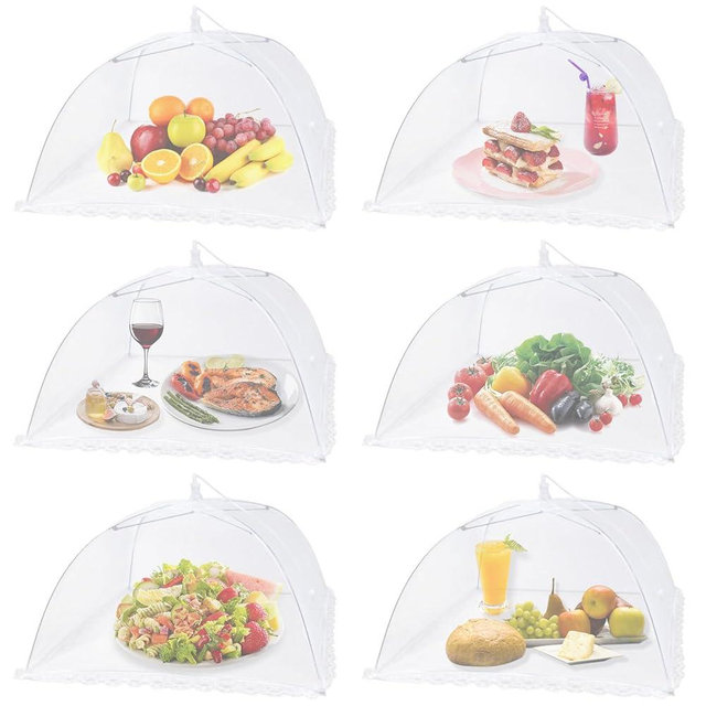6 Pack Food Tents/Food Covers for Outdoor Mesh Screen Include 6 Standard (17"X 17") Collapsible and Reusable Mesh Food Covers for Outside, Picnic Accessories, BBQ