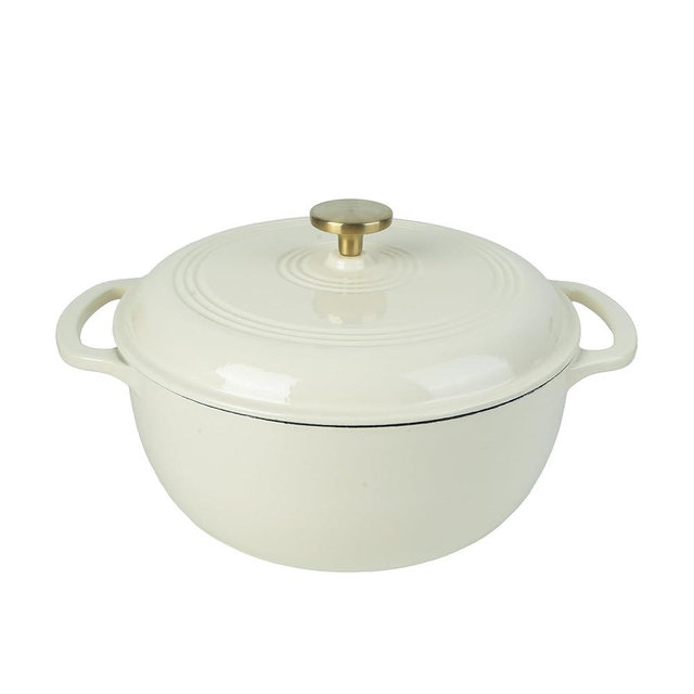 Fijxzct Premium Enameled Cast Iron Dutch Oven for Bread Baking | Non-Stick 5.5QT Oval Bread Oven with Lid | Perfect for Sourdough, Loaf, and Artisan Baking (Round Cream, 5.5 QT)