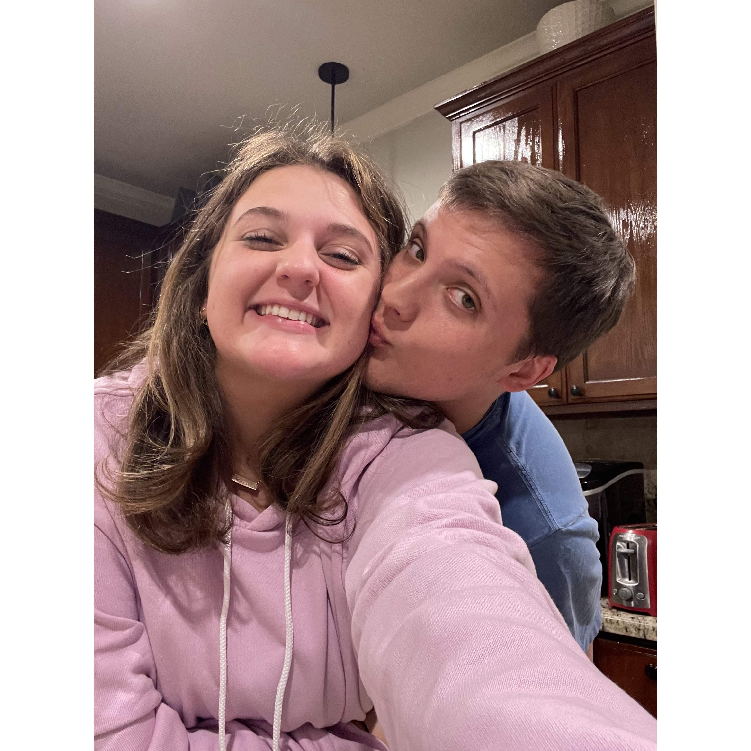 February 2022- Valentines Day! They ditched the restaurants and made pizza and chocolate covered strawberries at Calli's house instead!