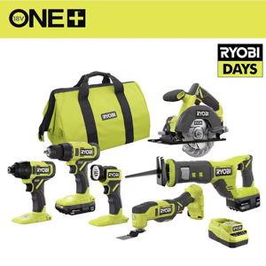 ONE+ 18V Cordless 6-Tool Combo Kit with 1.5 Ah Battery, 4.0 Ah Battery, and Charger