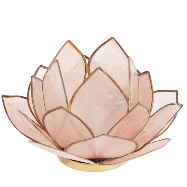 Blush Capiz Capiz 20 Petal Lotus Tealight Candle Holder