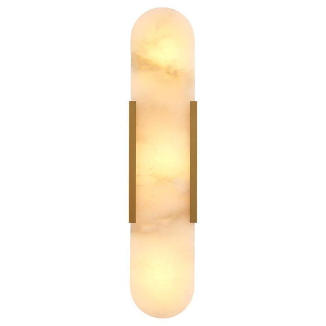 VANZARLA Modern Gold Wall Sconces for Living Room, Marble Sconce Wall Light Fixtures for Bedroom, Alabaster Sconce Lighting for Entryway Bathroom, 1 Pack