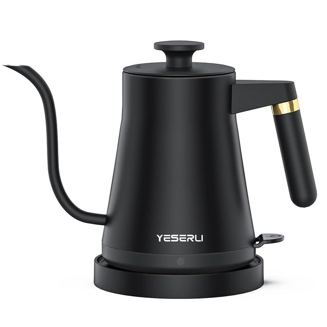 YESERLI Electric Gooseneck Kettle,1200W Electric Kettle 1L for Pour-Over Coffee & Tea, Precise Water Flow, Quick Heating, Ergonomic Handle Design, 100% 304 Stainless Steel Body, Anti-dry Protection,1L