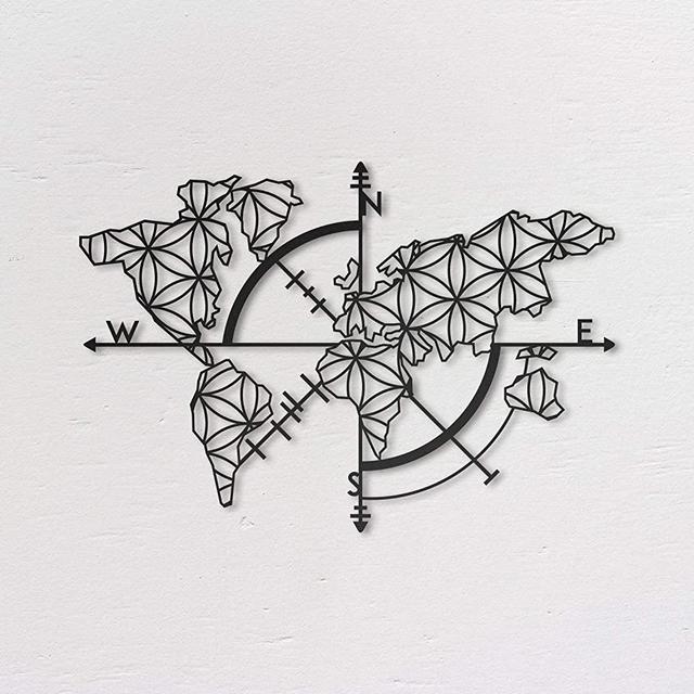 Northshire Metal Wall Decor, World Map of Life, Metal Wall art Small, Black Wall Decor Bathroom Decor, Bedroom Decor and Kitchen Wall Decor, Wall Decorations for Living Room