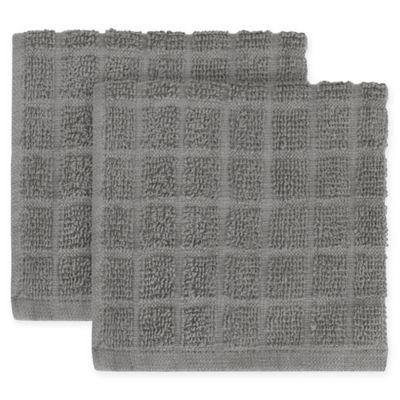 KitchenSmart® Colors 2-Pack Solid Windowpane Dish Cloth in Navy