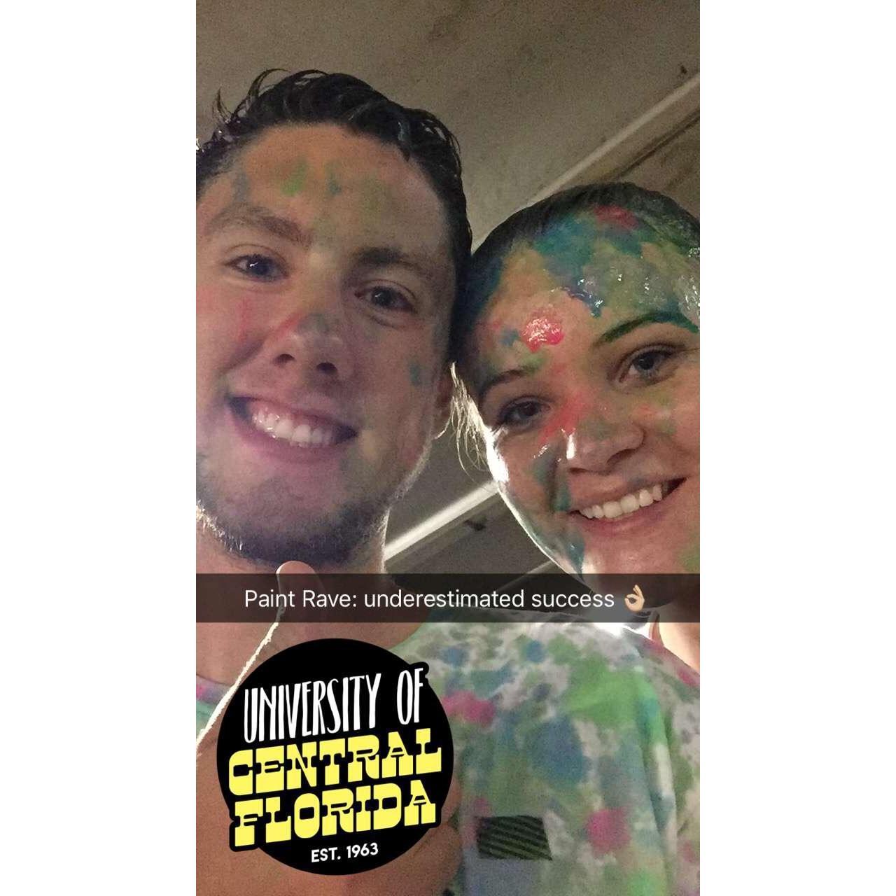 Growing closer together led us to be more open to new things and activities like: Paint Rave on Memory Mall (how ironic of a name) at UCF!