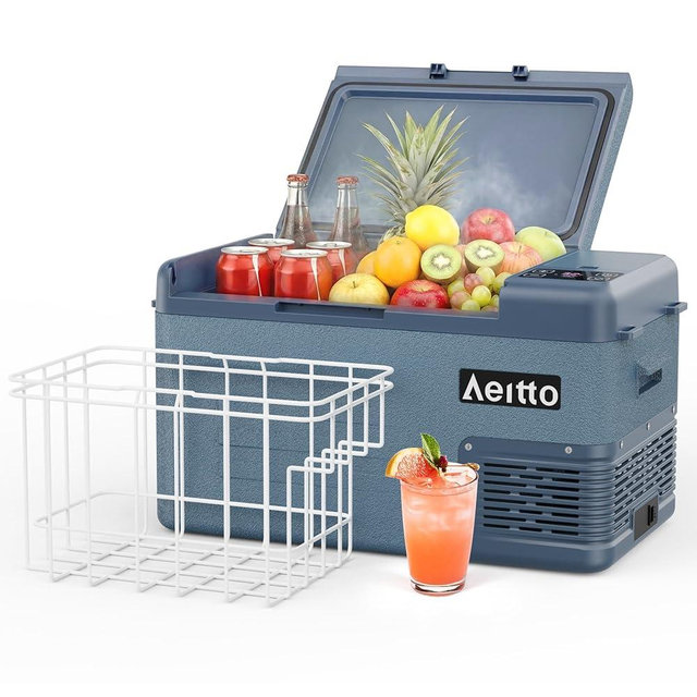 Aeitto 12 Volt Car Refrigerator 25Quart Car Fridge Freezer Electric Cooler Portable Cooler 12V Fridge RV Refrigerator -4℉-68℉ Temp Control 12/24V DC & 100-240V AC for Travel, Camping, RV, Road
