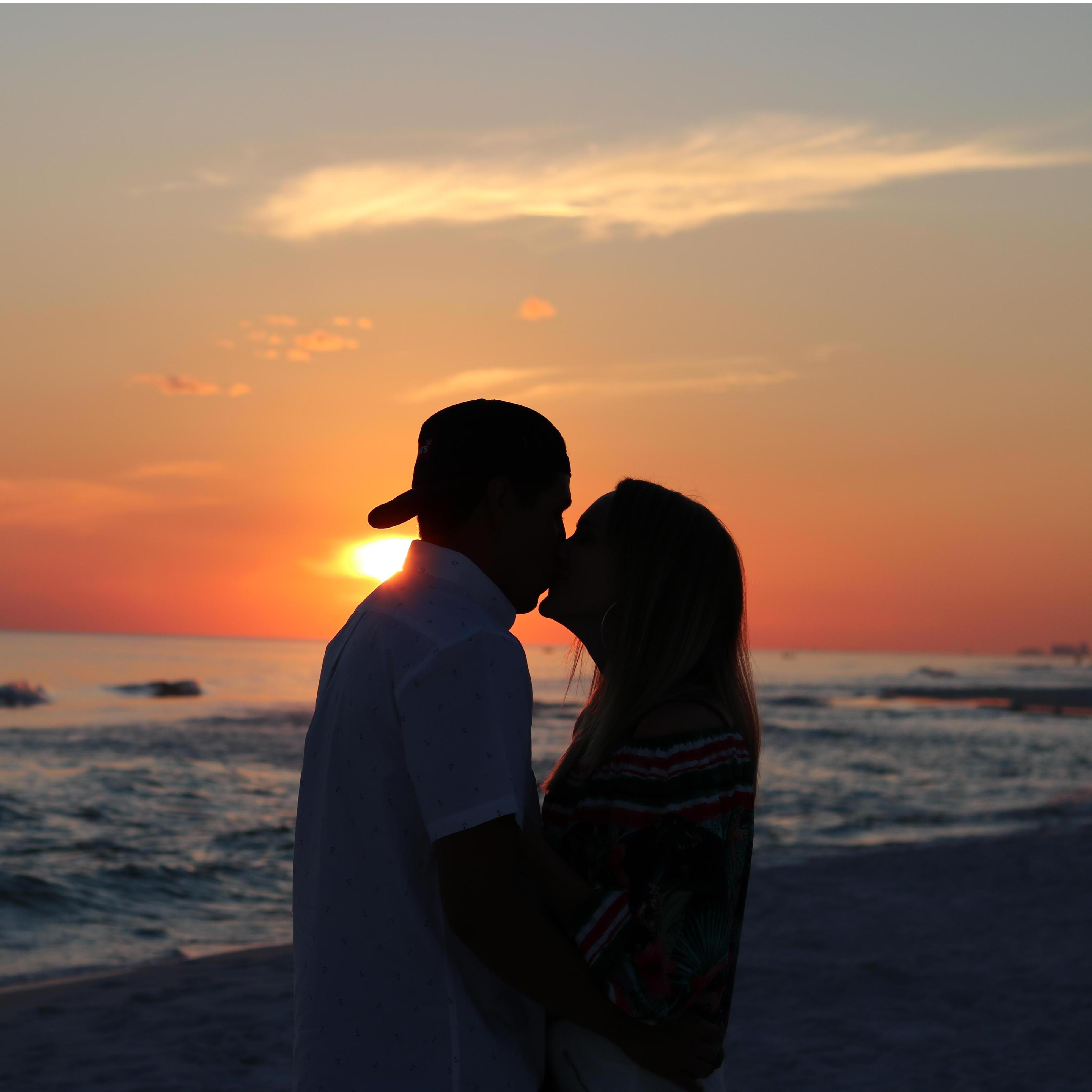 Sunset kiss on the beach