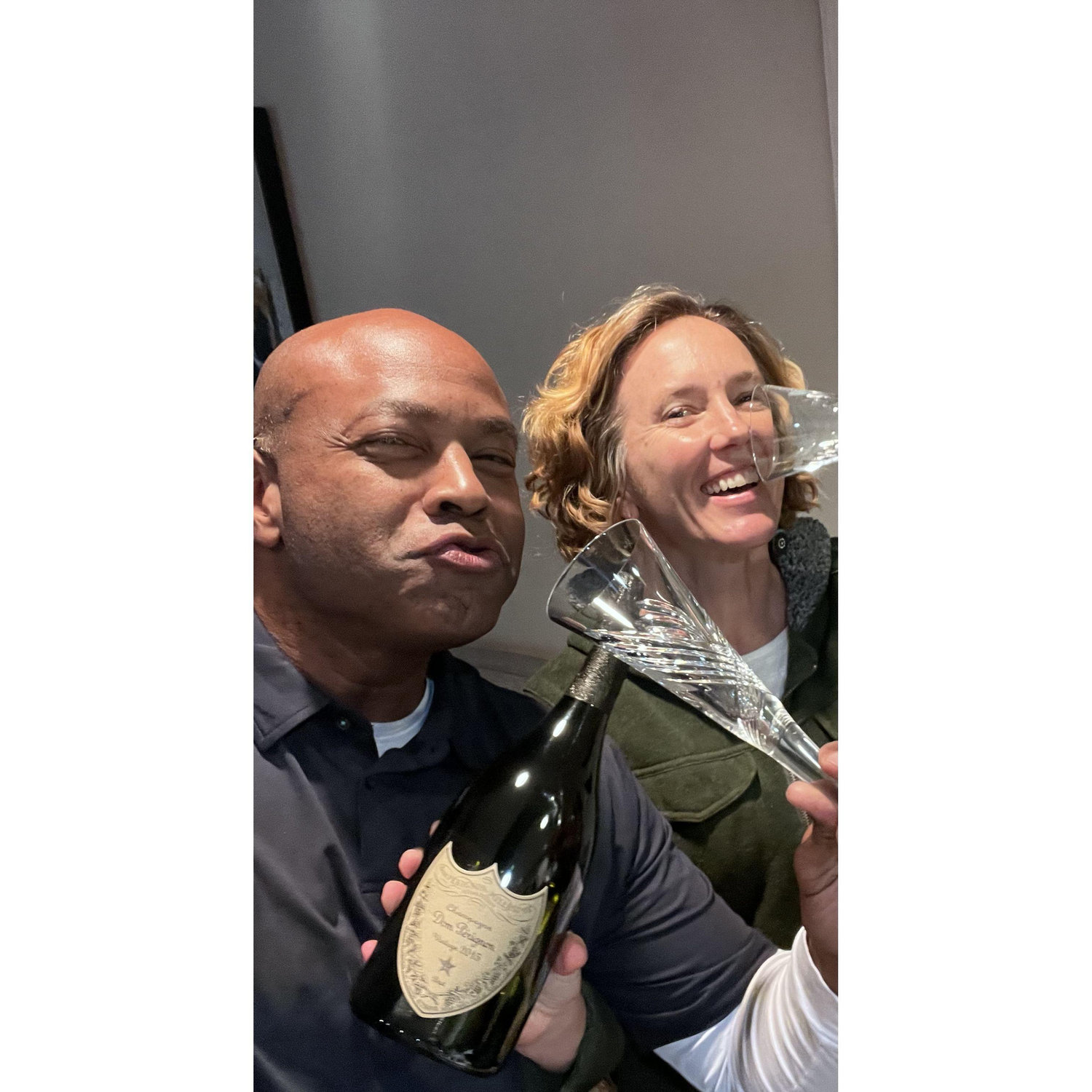 A bottle of champagne our friends sent to congratulate us on our engagement.