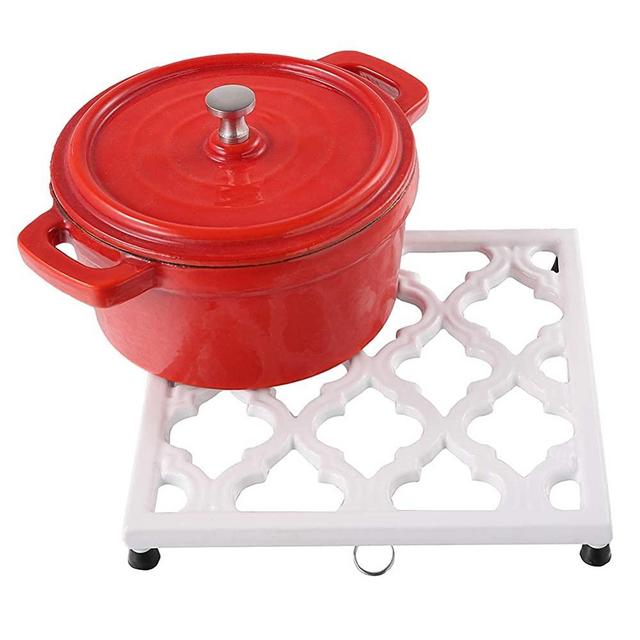 Square Cast Iron Trivet White Metal Trivets for Kitchen Dining