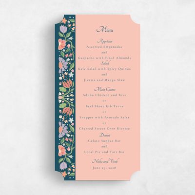 Pink Ticket Wedding Menu - Suraya