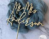 Custom wedding Cake topper / Gold Mr and...