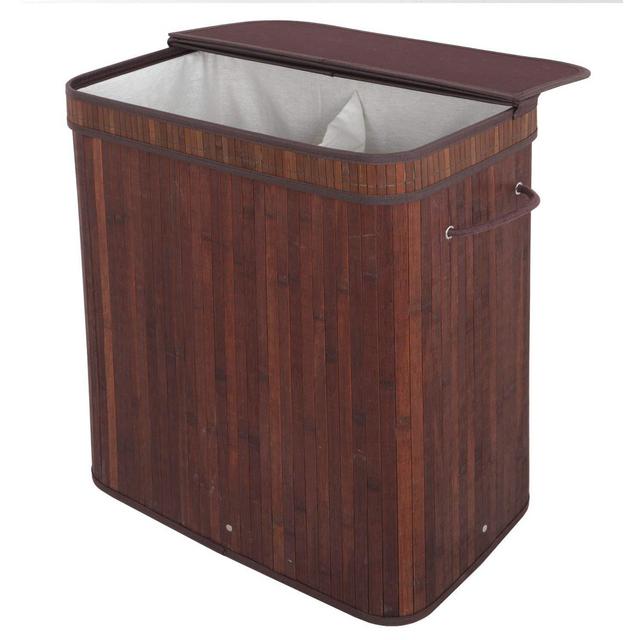 Zeny Laundry Hamper with lid 2 Section Dirty Clothes Basket Double Compartment Sorter