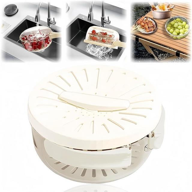 Multifunctional Fruit and Vegetable Washing Bowl,2 in 1 draining and preservation basket，fruit washing bowl，fruit drainer container with handle，Suitable for Washing Fruits and Vegetables (white)
