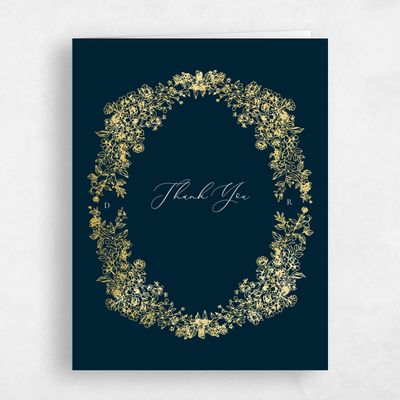 Darkest Teal, Blue Wedding Thank You - Sawyer Portrait Foil