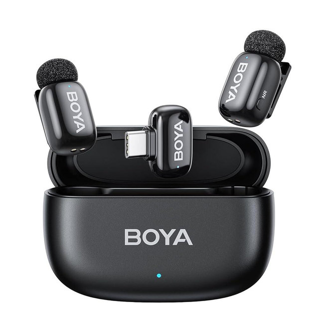 BOYA mini Wireless Lavalier Microphone for Android/Tablets/PC with USB C Plug,Noise Reduction,30H Battery Life with Charging Case,AI Voice Changer,Lapel Microphone Wireless for Video Recording Podcast