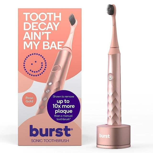 Burst Electric Toothbrush for Adults - Soft Bristle Toothbrush for Deep Clean, Stain & Plaque Removal - 3 Sonic Toothbrush Modes: Teeth Whitening, Sensitive, Massage - Rose Gold