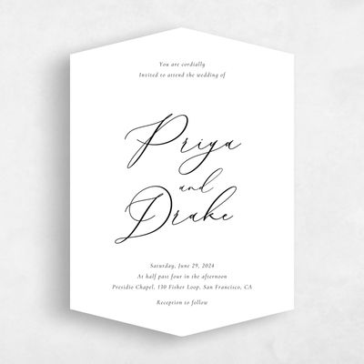 White Diamond Wedding Invitation - Merlo Portrait