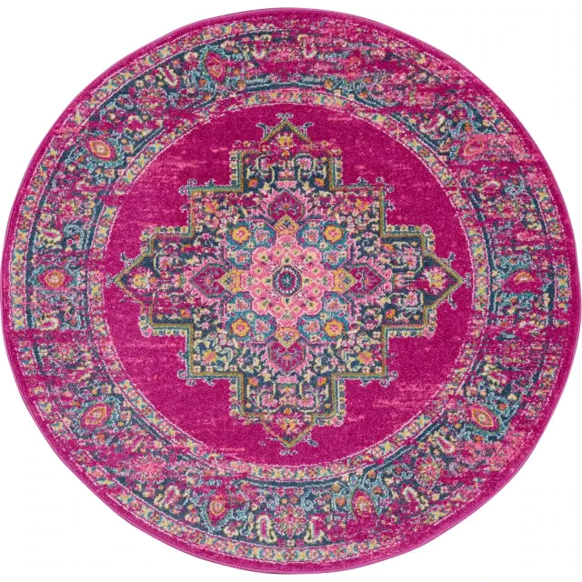 Nourison Passion Medallion Bohemian Indoor Rug Fuchsia 8' x Round