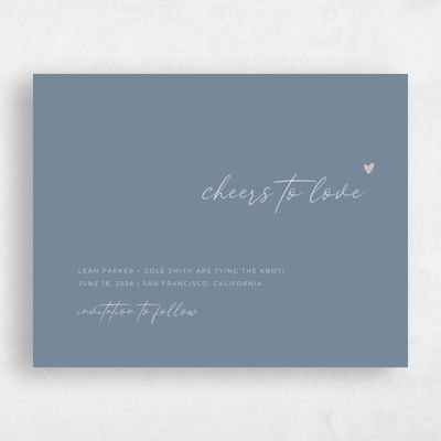 Blue Typography Wedding Save the Date - Marley Type