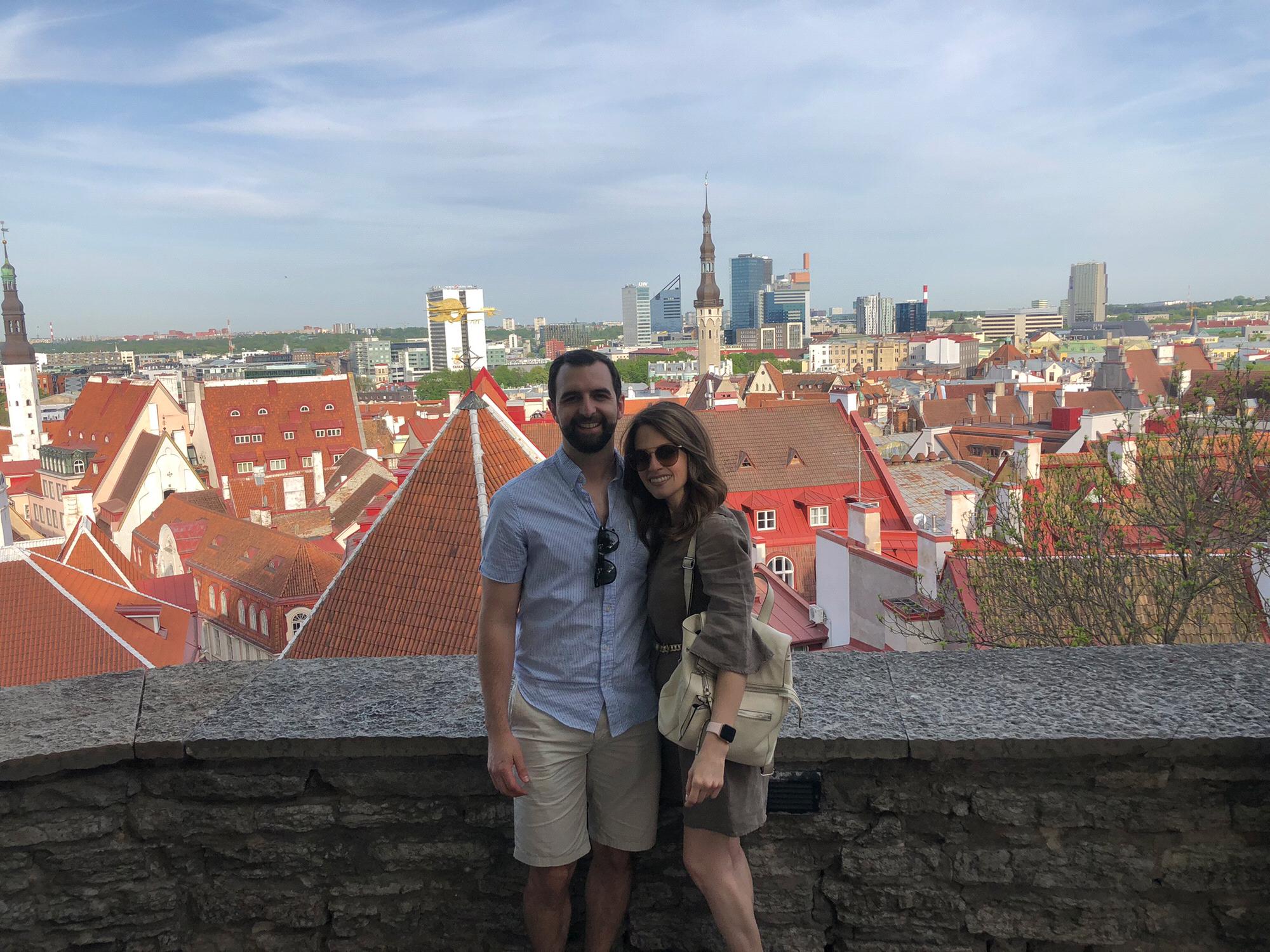 The view of historic Tallinn, a preserved walled city in Estonia.