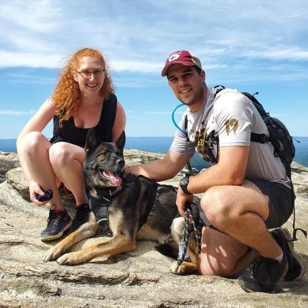 Hiking with Sampson. First family picture together. September 2020.