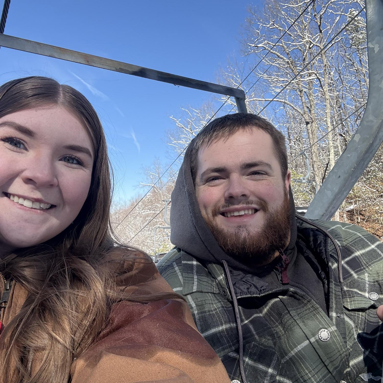 Going up the chairlift! JT was acting really weird, I thought he was just scared of chairlifts!