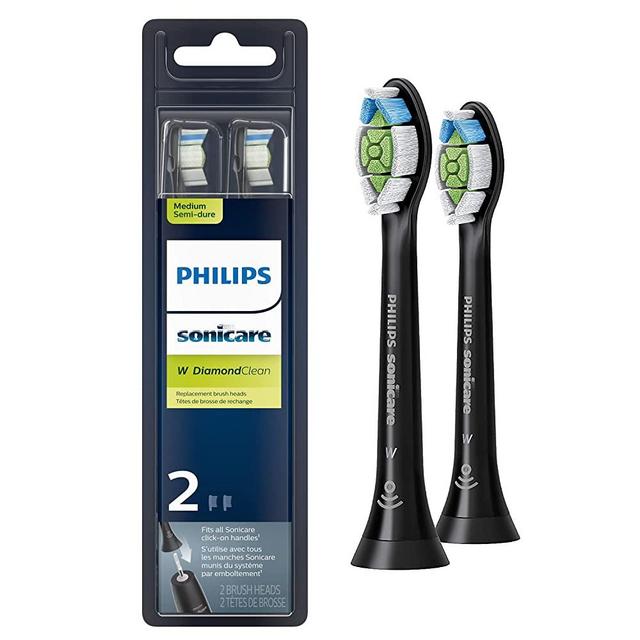 Philips Sonicare Genuine W DiamondClean Replacement Toothbrush Heads, 2 Brush Heads, Black, HX6062/95