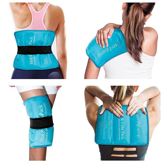 Ice Packs for Injuries, 10.5"x14.5" Comfytemp Reusable Gel Ice Pack with Strap for Shoulders, Knee, Ankle, Foot, Elbow, Hip, Back Pain Relief, Hot and Cold Compress for Sprains, Swelling, Bruises