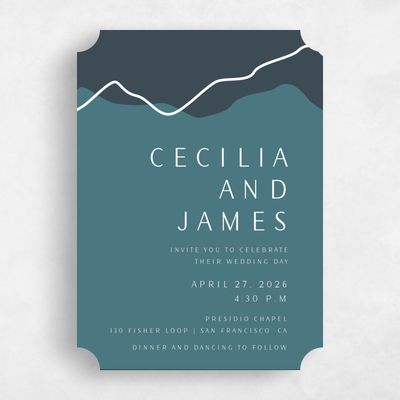 Blue Ticket Wedding Invitation - Cedarcrest Portrait