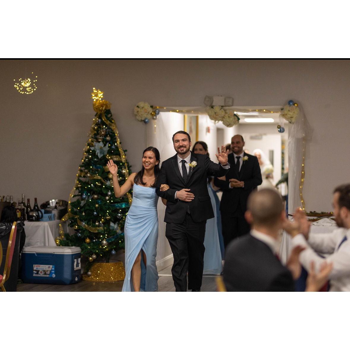 Grand entrance at our friends' wedding!