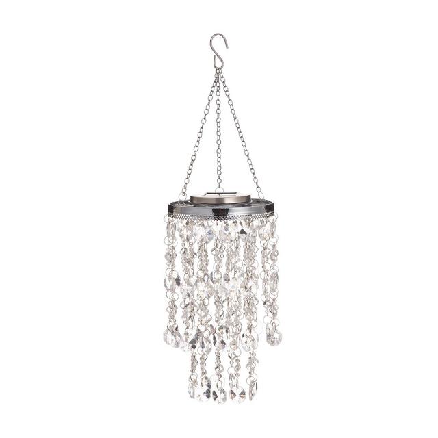 Glitzhome Solar Lighted Jewel Beaded Wind Chime or Chandelier Hanging Decor
